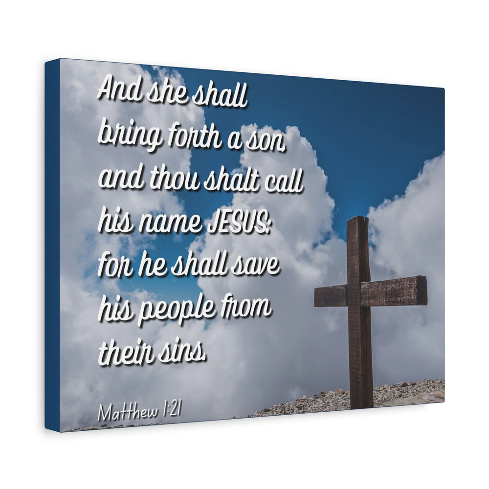 Scripture Canvas Save His People Matthew 1:21 Christian Wall Art Bible Verse